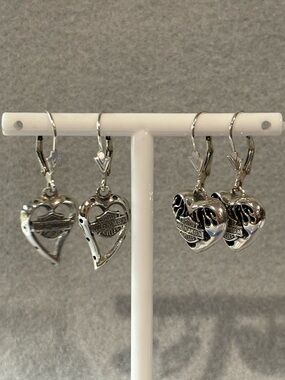 Harley-Davidson Silver Heart Logo Dangle Earrings set of 2 (925)